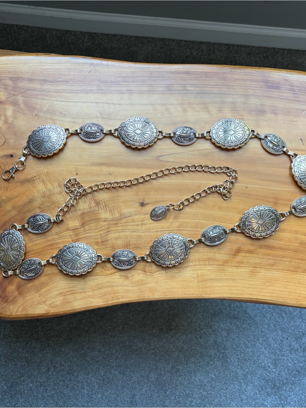 Western-Inspired Gold Concho Chain Belt